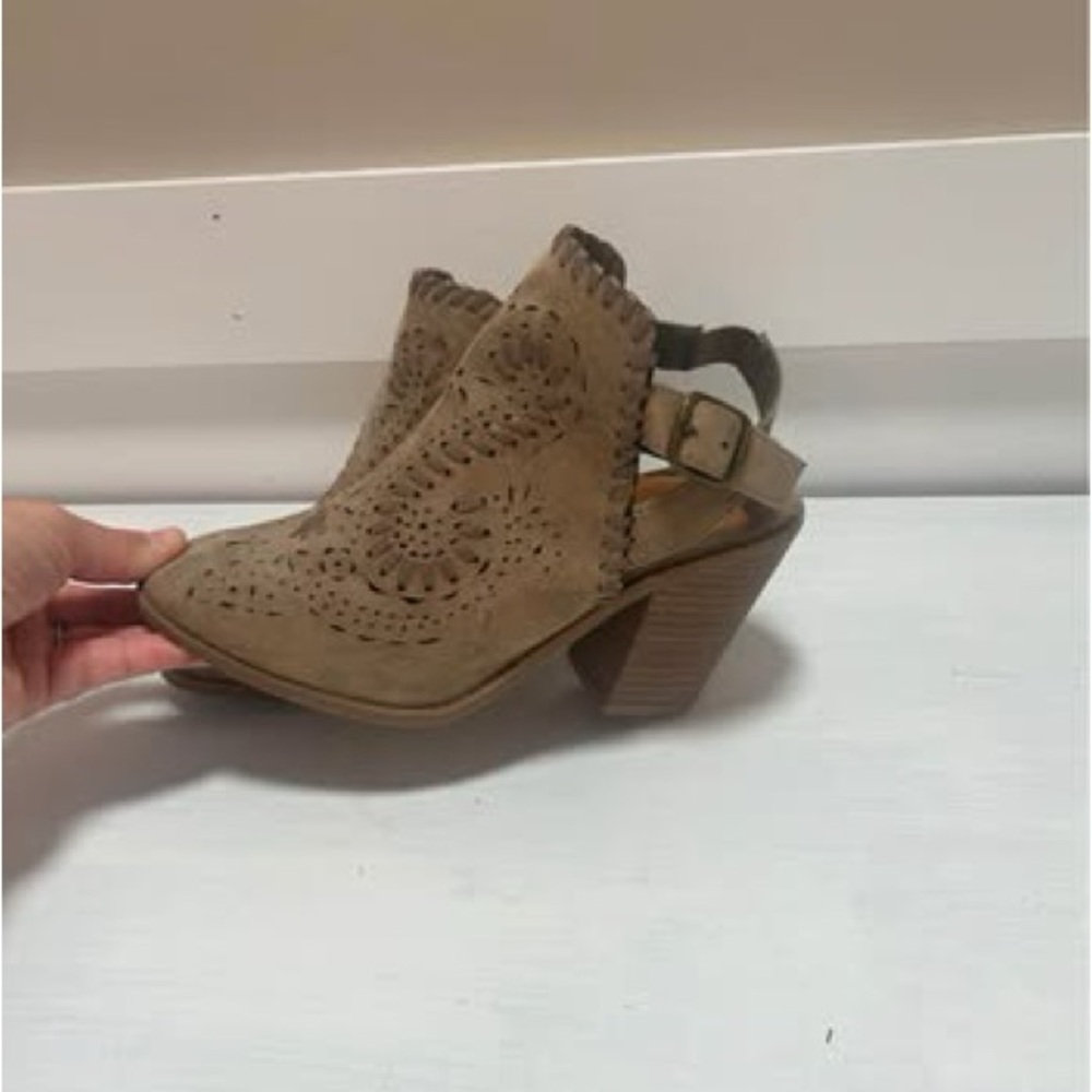Women's Tan Cutout Ankle Boots
